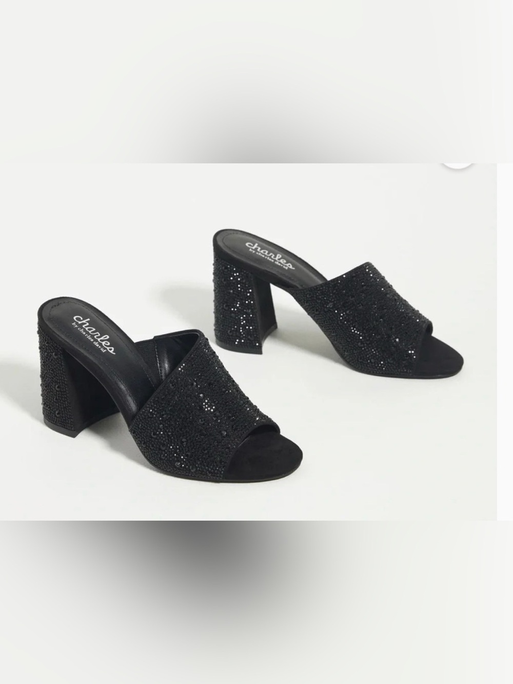 Anthropologie Charles David Black Embellished Reveal Mules